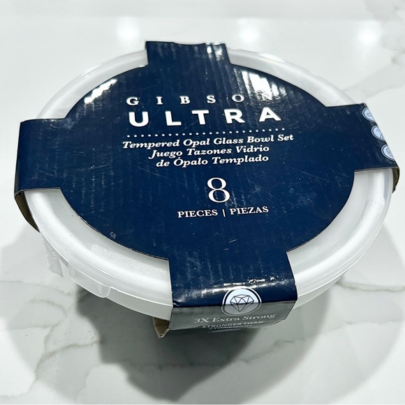 Gibson Ultra Tempered Opal Glass Bowl Set 8 pieces - Picture 1 of 4